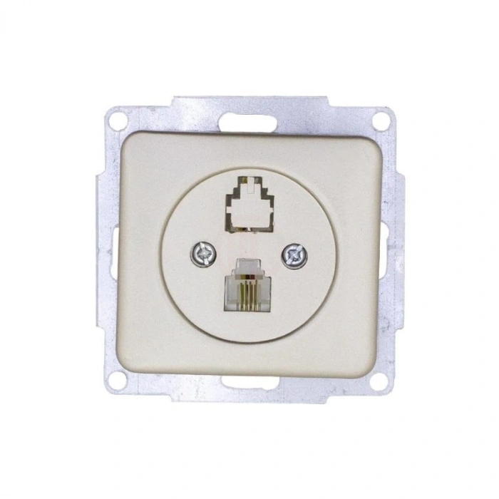 Ne-Ad Aras Metalik İletişim Grubu / Tekli Numeris Telefon Prizi (CAT3) Metalik Bej (Çerçevesiz)