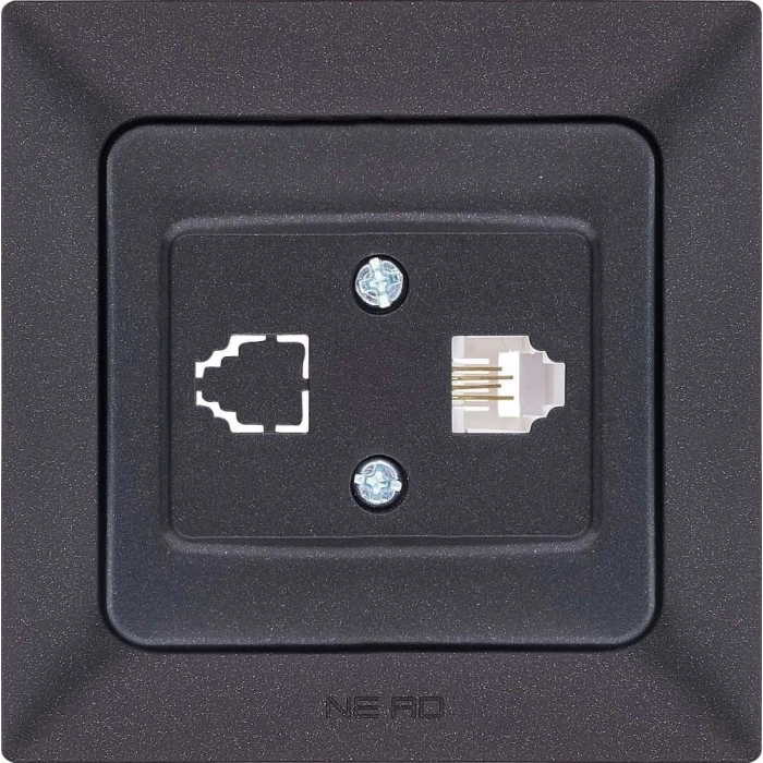 Ne-Ad Aras Metalik İletişim Grubu / Tekli Numeris Telefon Prizi (CAT3) Siyah (Çerçevesiz)