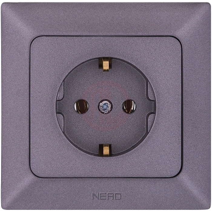 Ne-Ad Aras Metalik Priz Grubu / Topraklı Priz Füme (Çerçevesiz)
