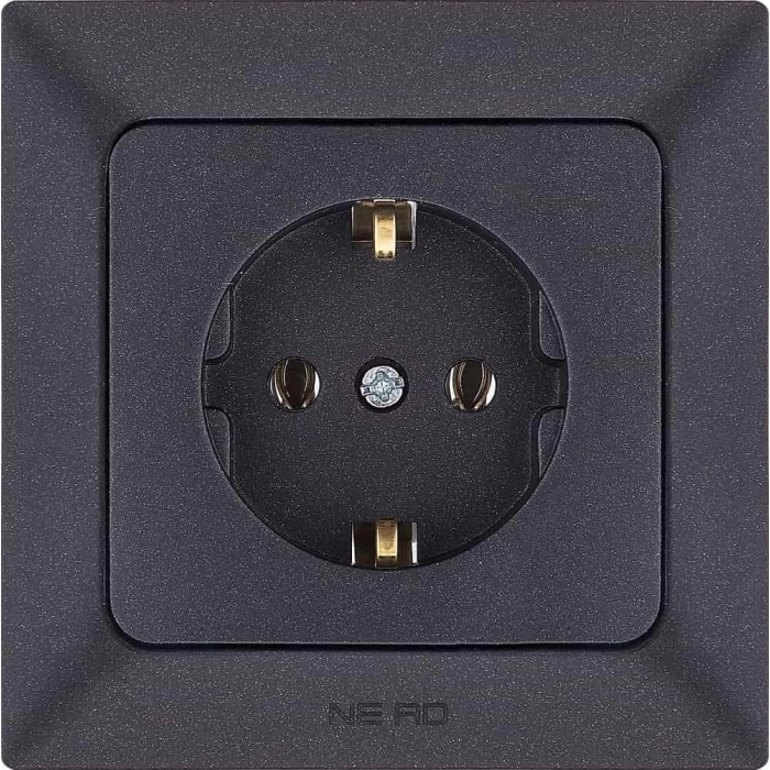 Ne-Ad Aras Metalik Priz Grubu / Topraklı Priz Siyah (Çerçevesiz)