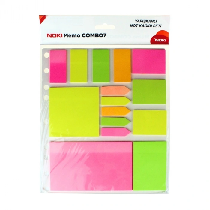 Noki Memo Combo7 Yapışkanlı Planlayıcı Not Kağıdı Seti 15 şekil 25li 12702