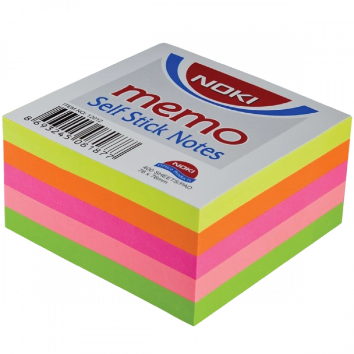 Noki Yapışkanlı Not Kağıdı 400 YP 75x75 5 Neon Renkler 12012