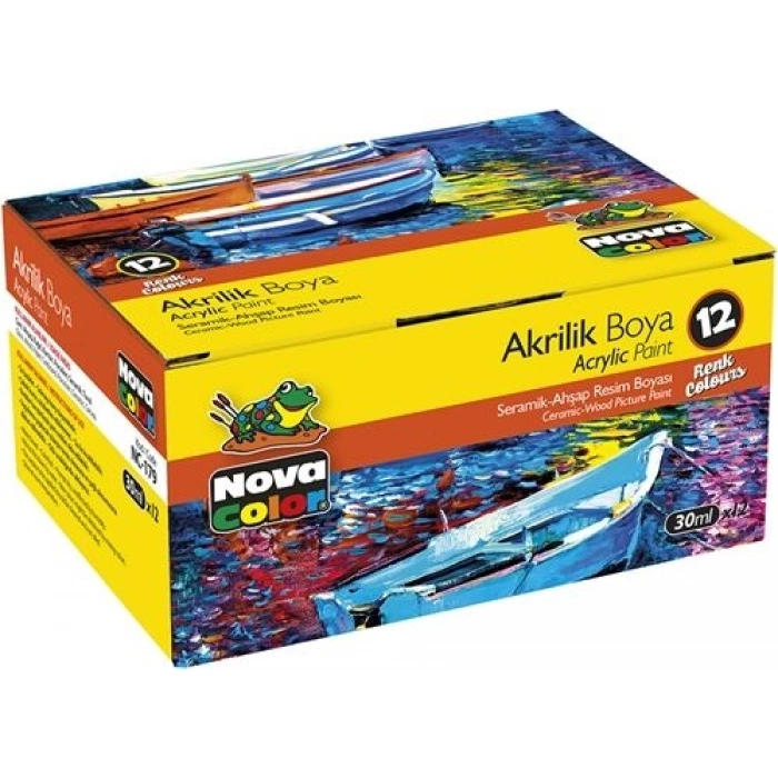 Nova Color Akrilik Boya Seti 12 Renk x 30 ml. Şişe