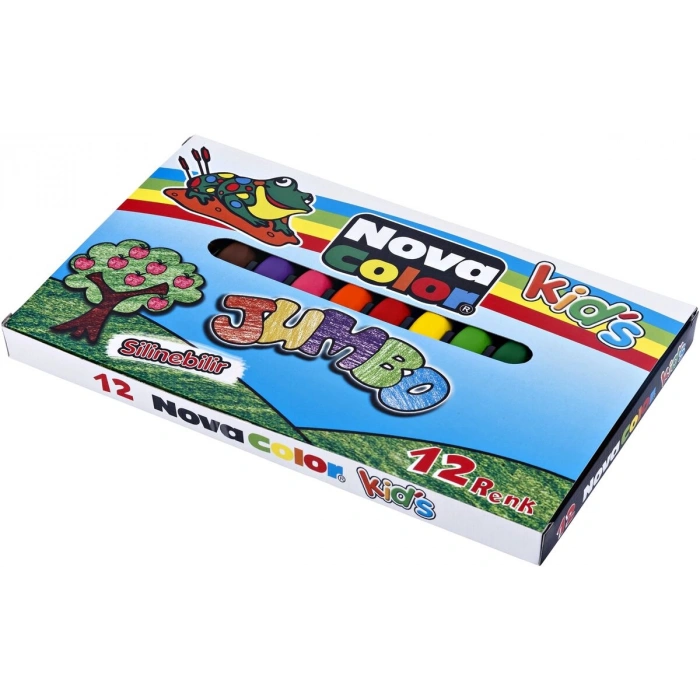 Nova Color Jumbo Üçgen Crayon Mum Boya 12 Renk