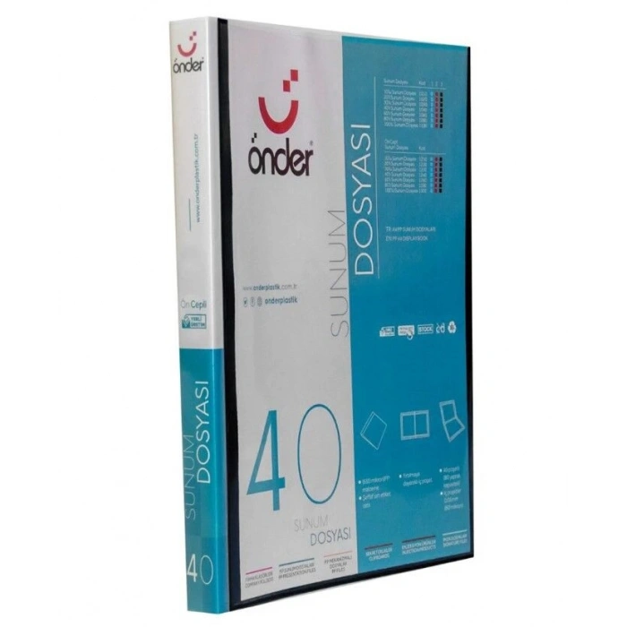 Önder Sunum Dosyası Önü Cepli A4 40Lı Siyah