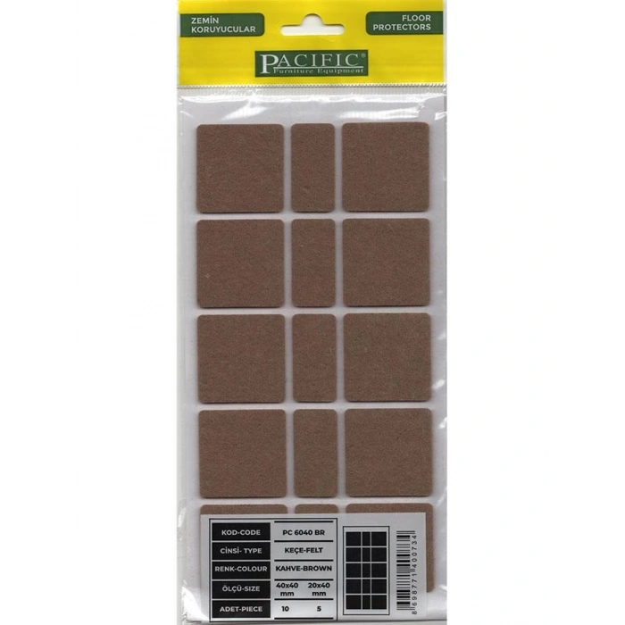 Pacific Kahve Yapışkanlı Keçe 40 mm x 40 mm
