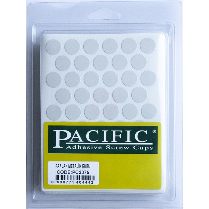 Pacific Parlak Metalik Ekru Yapışkanlı Tapa 14 mm