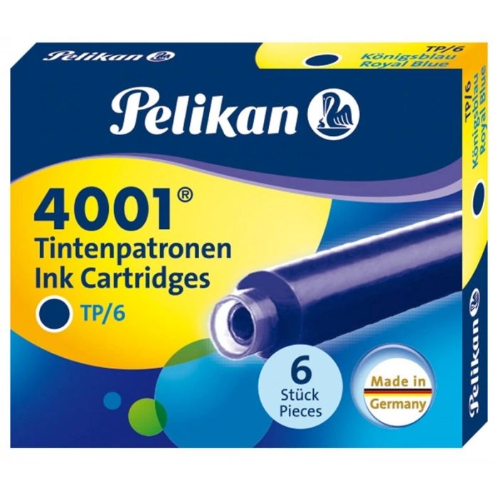Pelikan 4001 Kısa Dolma Kalem Kartuşu 6lı MAVİ