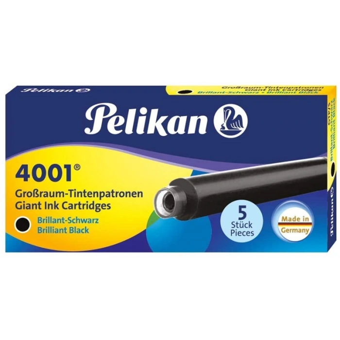 Pelikan 4001 Uzun Dolma Kalem Kartuşu 5li Kutu SİYAH