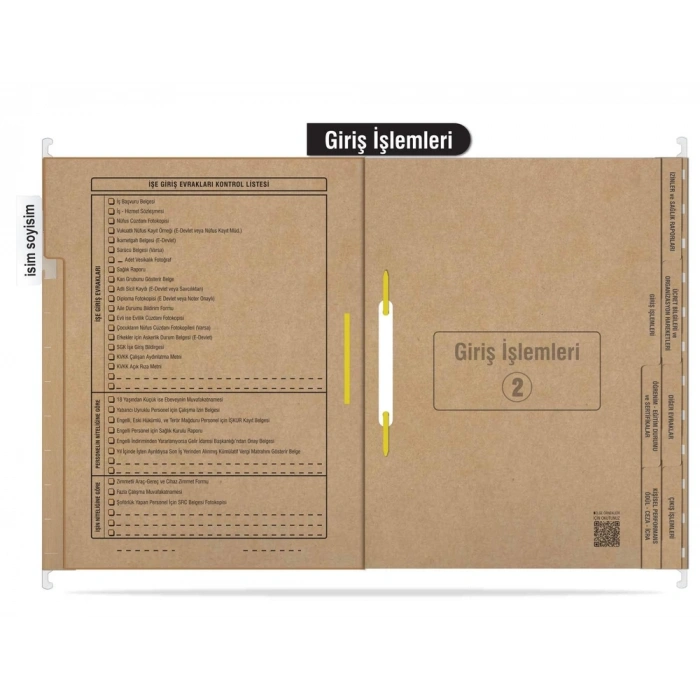 Personel Özlük Dosyası 8 Yapraklı (Metal Askılı 50 Adet)