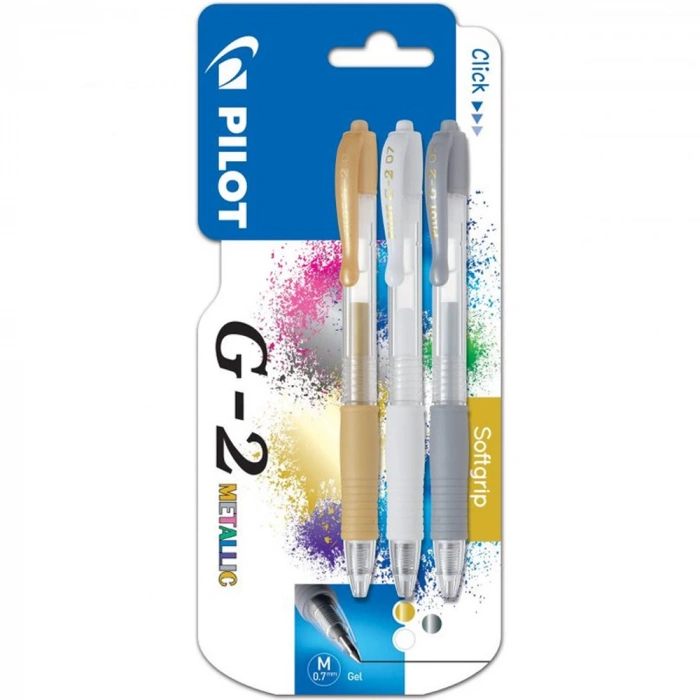 Pilot Roller Kalem Jel Mürekkepli 0.7 MM 3 Lü Metalik G2