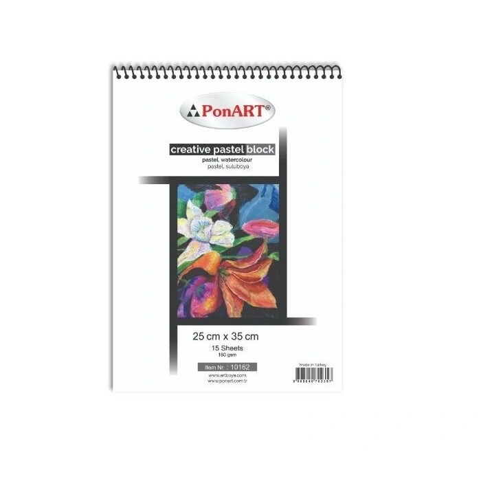 Ponart Creative Pastel Block Pastel Boya Defteri 160 gr. 25x35 cm. Karışık Renkli 15 yaprak
