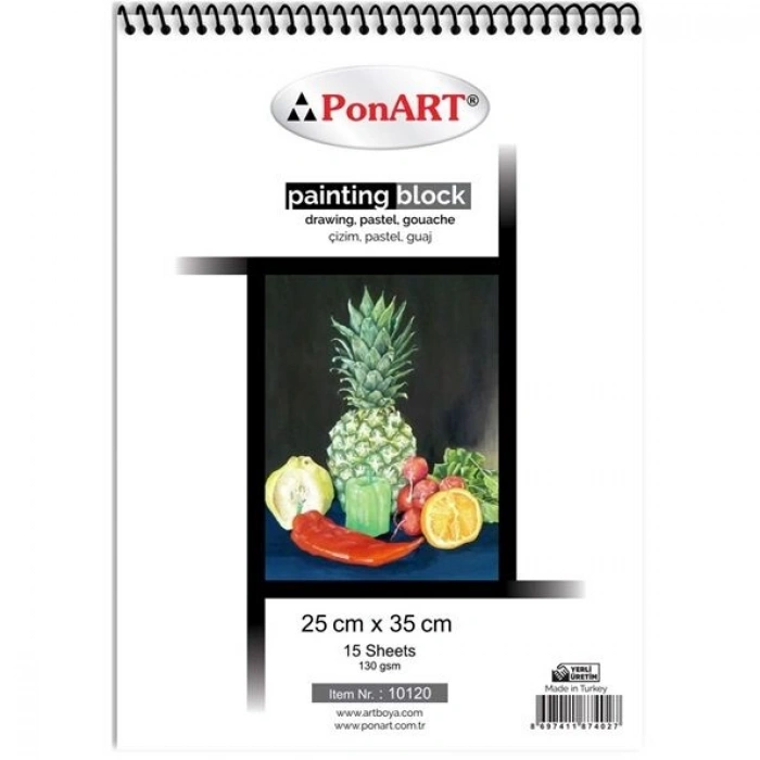 Ponart Drawing & Painting Blok Resim Defteri 130 gr. 25x35 cm. 15 Yaprak PHM-10-120