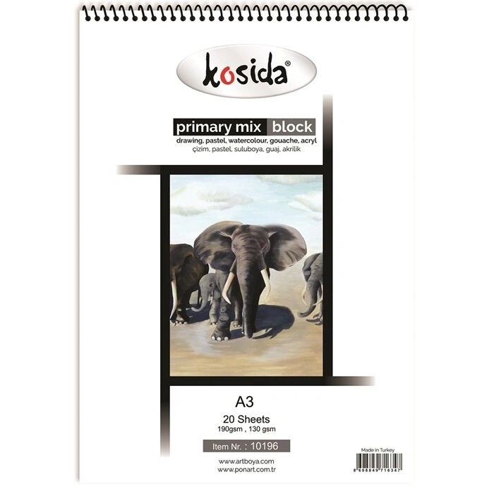 Ponart Kosida Primary Painting Mix Blok Spralli A3 Karma Resim Defteri 20 Sayfa