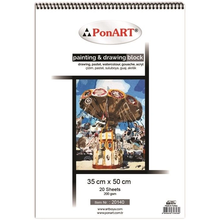 Ponart Painting & Drawing Block Resim Defteri 35x50 cm. 20 Sayfa 20140