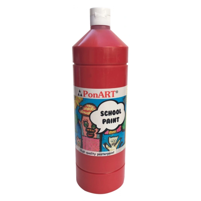 Ponart School Paint Tempera Boya 1000 ml. PSP-2208 K.KIRMIZI