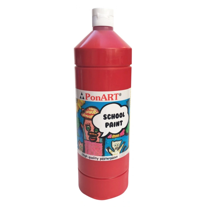 Ponart School Paint Tempera Boya 1000 ml. PSP-2207 A.KIRMIZI
