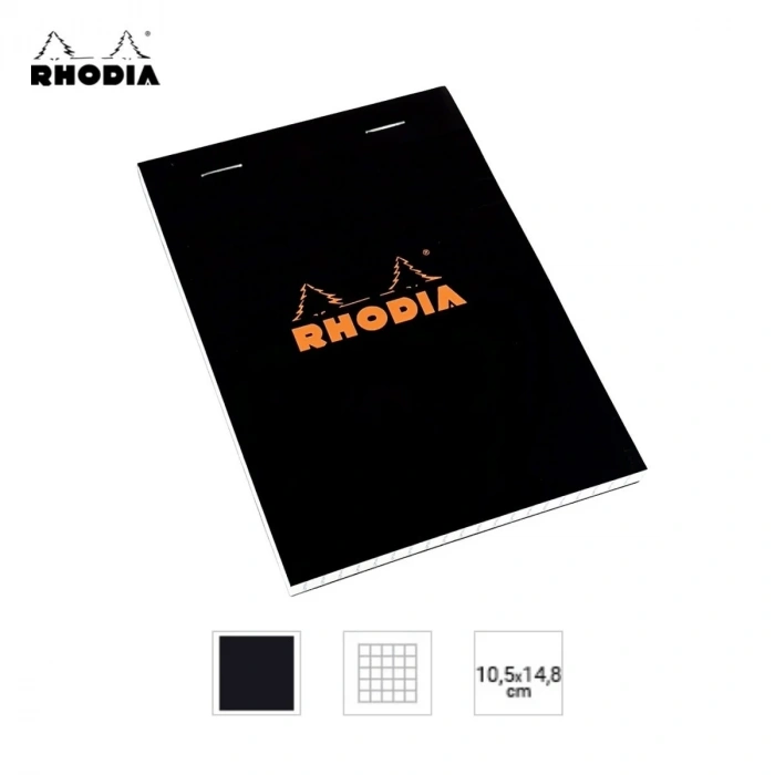 Rhodia Bloknot A6 Siyah 80gr Kareli 80yp