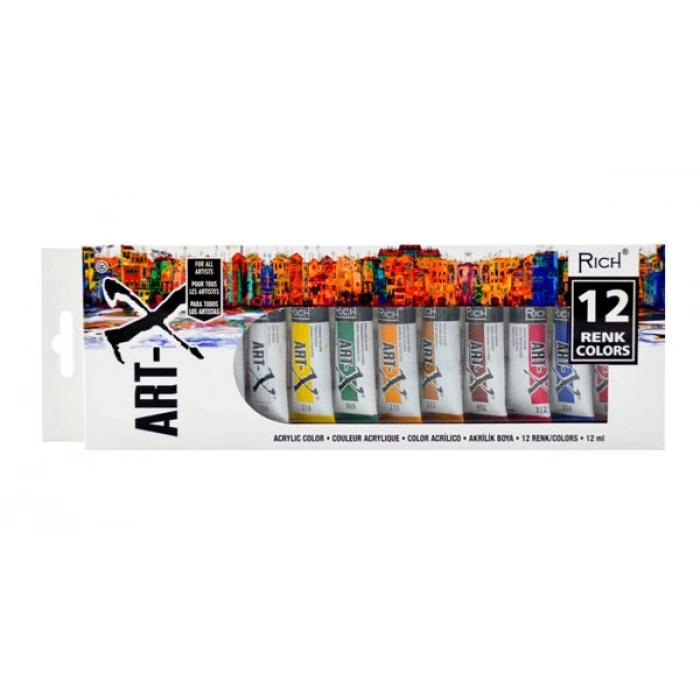 Rich Art-X Akrilik Boya Seti 12 Ml.x 12 Renk Tüp (ARTX-012-07521)
