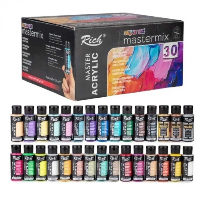 Rich Mastermix Super Set Akrilik Boya Seti 30 Renk x 60 ml.