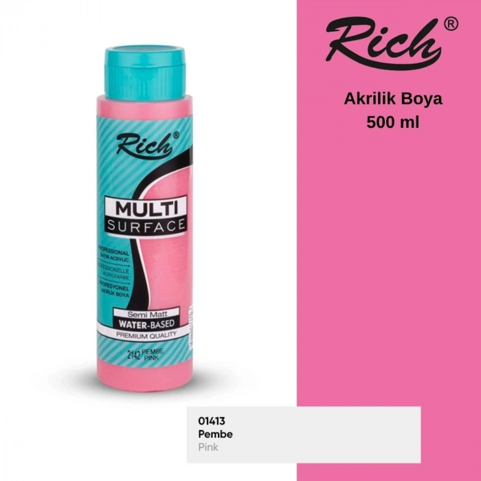Rich Multi Surface Akrilik Boya 500ml 2142 Pembe