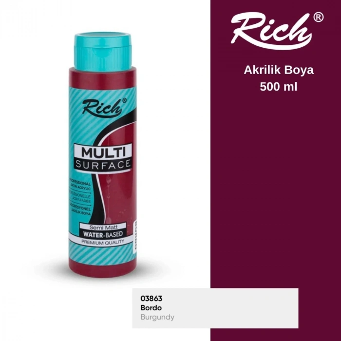 Rich Multi Surface Akrilik Boya 500ml 2162 Bordo