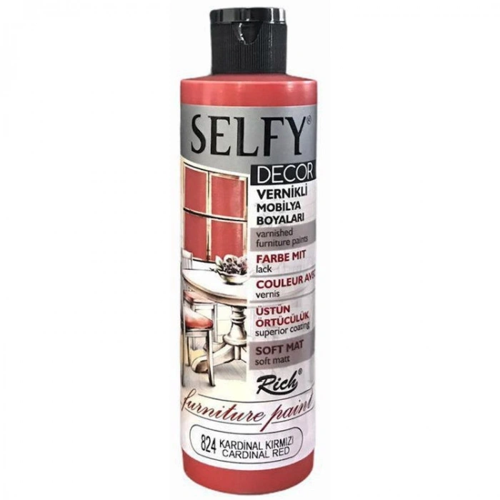 Rich Selfy Decor Vernikli Boya 240 cc 824 KARDİNAL KIRMIZI