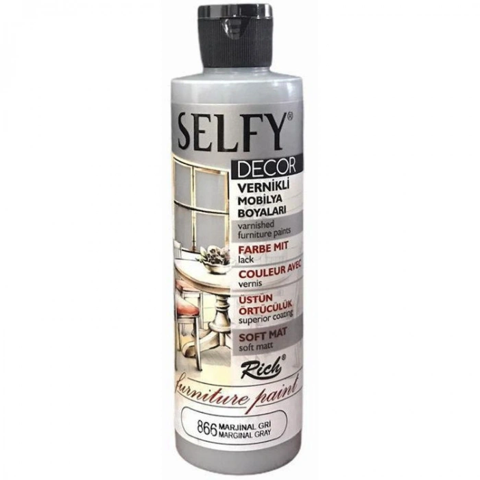 Rich Selfy Decor Vernikli Boya 240 cc 866 MARJİNAL GRİ