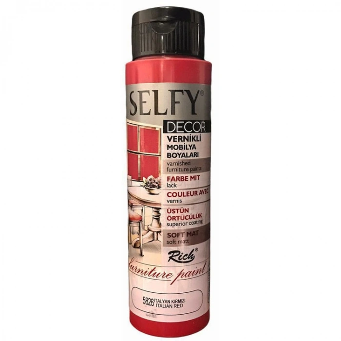 Rich Selfy Decor Vernikli Boya 500 cc 5826 İTALYAN KIRMIZI