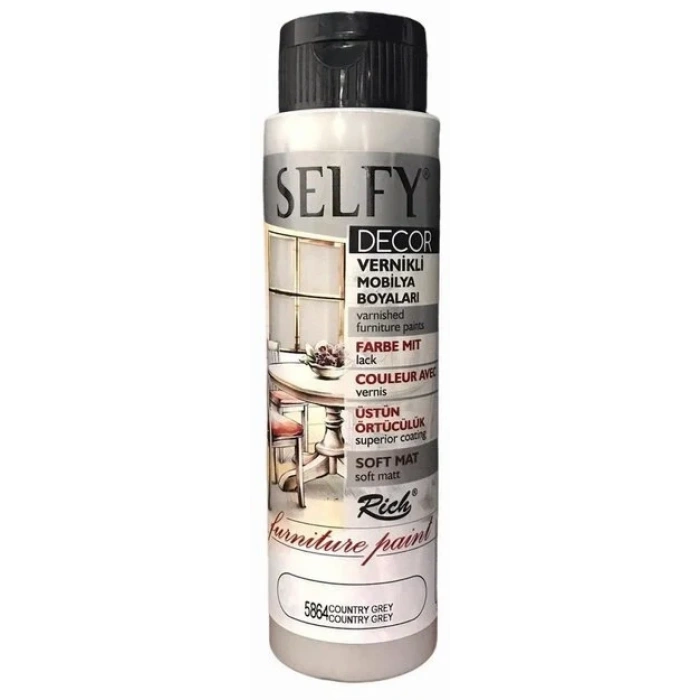 Rich Selfy Decor Vernikli Mobilya Boya 500cc 5864 Country Gri
