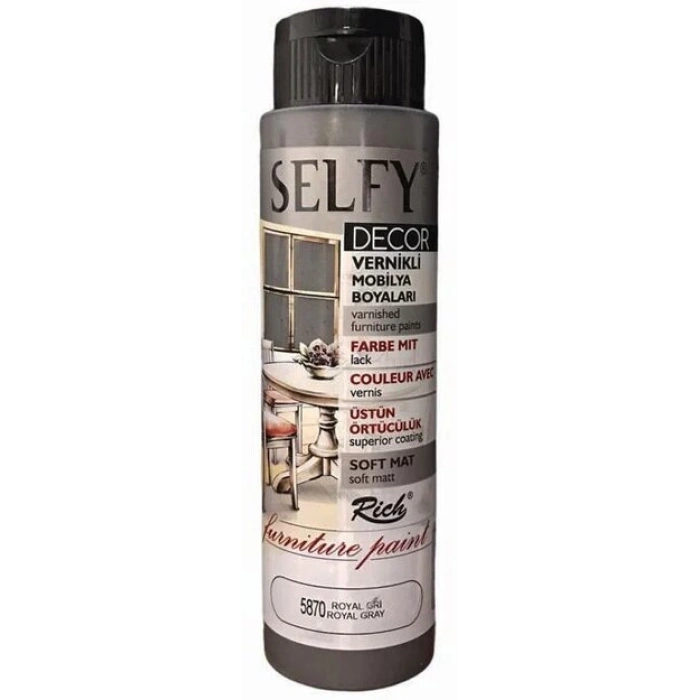 Rich Selfy Decor Vernikli Mobilya Boya 500cc 5870 Royal Gri