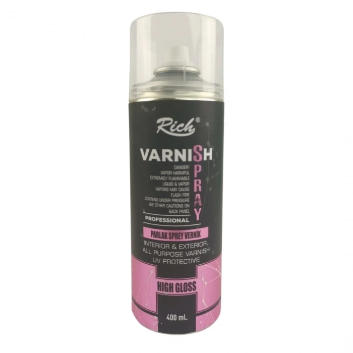 Rich Solvent Bazlı Sprey Vernik 400ml High Gloss Parlak