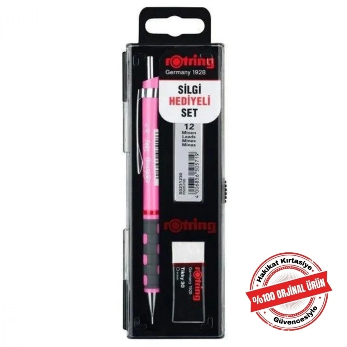 Rotring Tikky Grafik Teknik Çizim Kalemi Silgi Hediyeli Set 0.7mm Neon Pembe