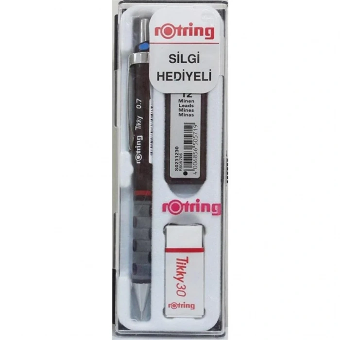 Rotring Tikky Grafik Teknik Çizim Kalemi Silgi Hediyeli Set 0.7mm Siyah