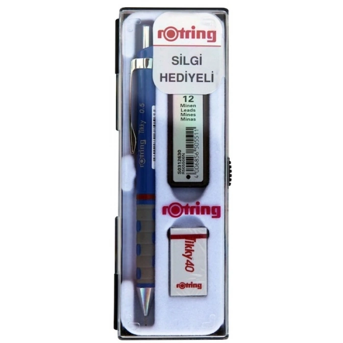 Rotring Tikky Versatil Kalem + Min + Silgi Okul Seti 0.5 mm MAVİ