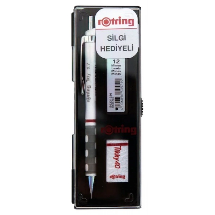 Rotring Tikky Versatil Kalem + Min + Silgi Okul Seti 0.7 mm BEYAZ