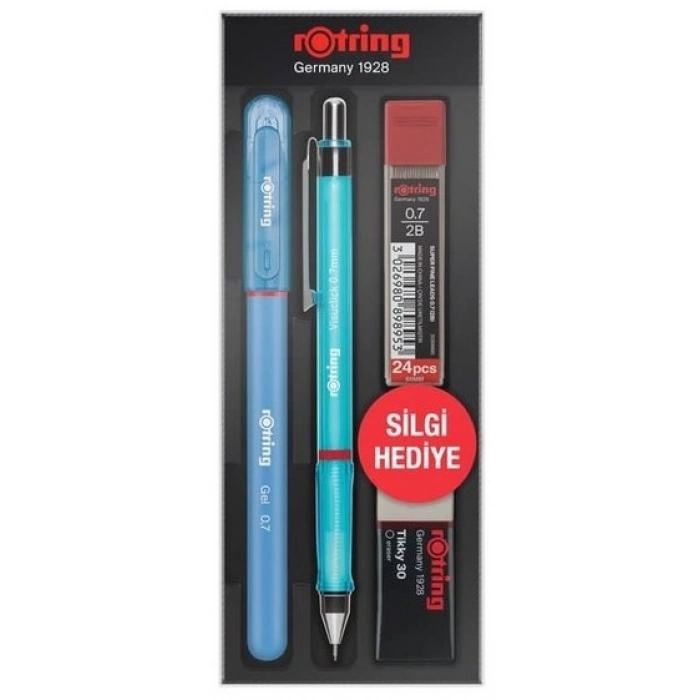 Rotring Visuclick Versatil Kalem + Jel Kalem + Min + Silgi Okul Seti 0.7 mm MAVİ