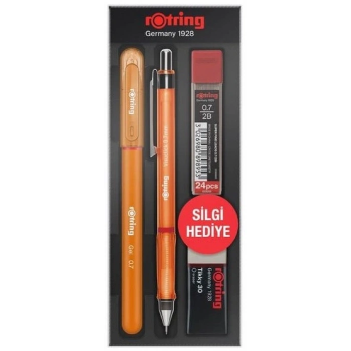 Rotring Visuclick Versatil Kalem + Jel Kalem + Min + Silgi Okul Seti 0.7 mm TURUNCU