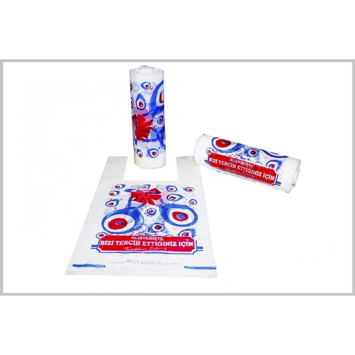 Rulo Hışır Poşet Nazar Boncuğu Baskılı Küçük Boy ( 166 Adet )