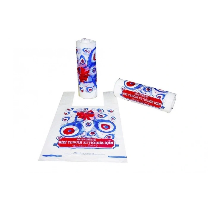 Rulo Hışır Poşet Nazar Boncuğu Baskılı Küçük Boy ( 166lı x 10 Rulo )