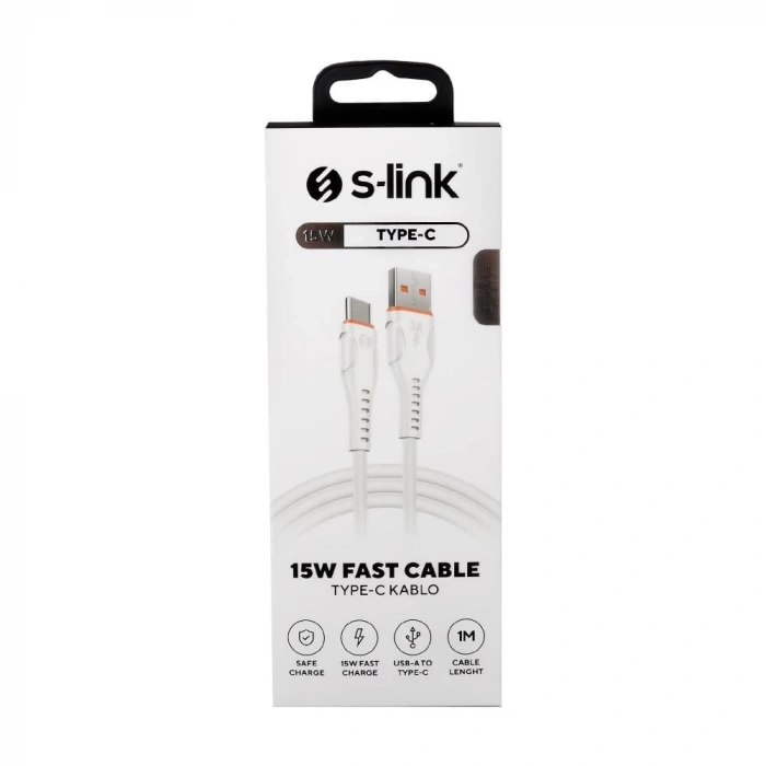 S-link SL-X243 3A Type-C Güvenli Hızlı Data + Sarj Kablosu
