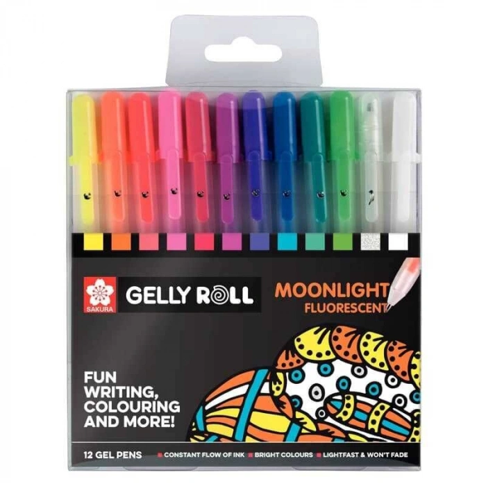 Sakura Gelly Roll Jel Mürekkepli Neon Kalem Seti Moonlight Fluorescent Set 12 Renk
