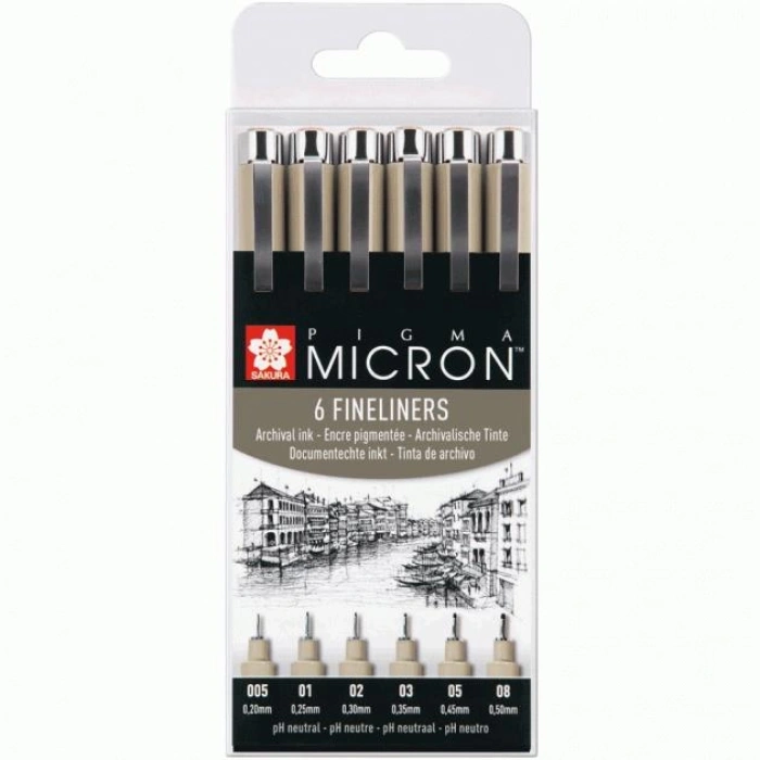 Sakura Pigma Micron Teknik ve İllüstrasyon Çizim Kalem Seti Siyah Edition 6lı