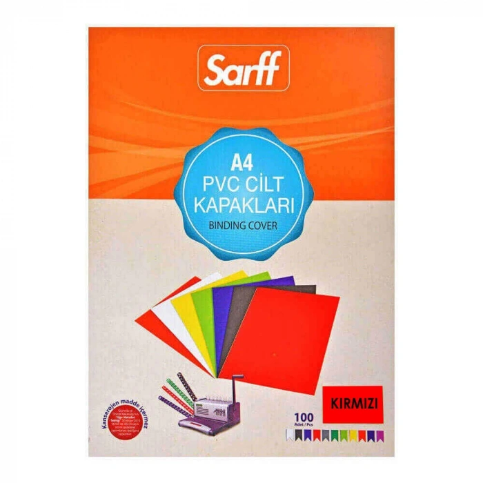 Sarff Cilt Kapağı A4 160 Micron PVC Opak Kırmızı 100lü