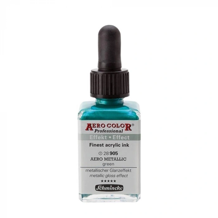 Schmincke Aero Color Akrilik Mürekkep 28 ml. 905 Aero Metallic Green