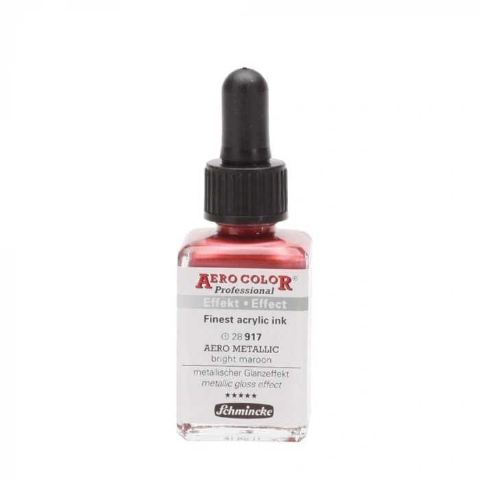 Schmincke Aero Color Akrilik Mürekkep 28 ml. 917 Aero Metallic Bright Maroon