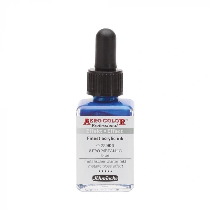Schmincke Aero Color Akrilik Mürekkep 28 ml. 904 Aero Metallic Blue