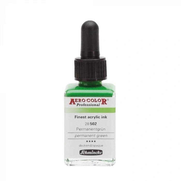 Schmincke Aero Color Akrilik Mürekkep 28 ml. 502 Permanent Green
