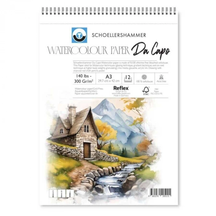 Schoellershammer Da Capo Cold Press Suluboya Defteri 300 gr. A3 12 yaprak