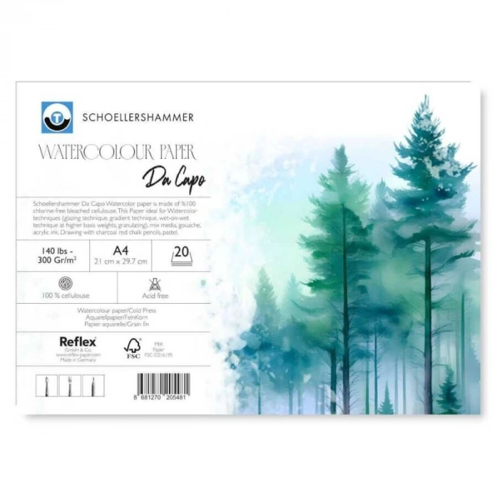 Schoellershammer Da Capo Cold Press Suluboya Defteri Blok 300 gr. A4 20 yaprak